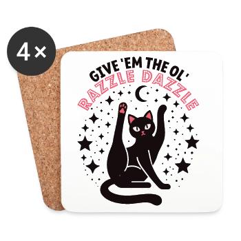 Funny cat: Give Them The Ol' Razzle Dazzle - Coasters (set of 4) - white - Front