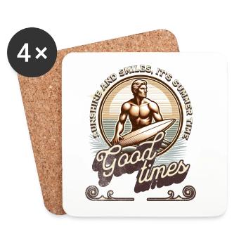 Vintage Good Times Surf Été - Dessous de verre (lot de 4) - blanc - Devant