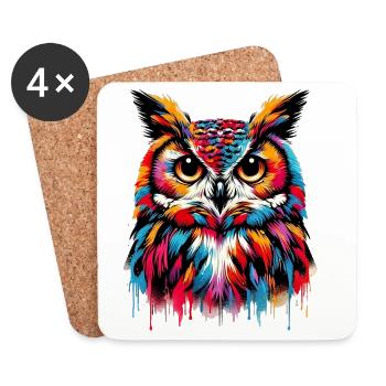 Owl - Coasters (set of 4) - white - Front