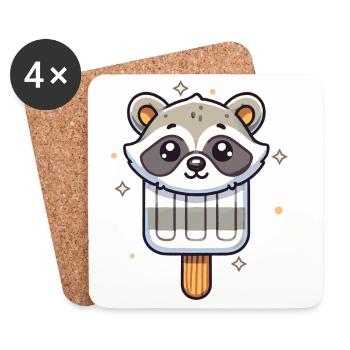 Joli motif de glace raton laveur pour l’été - Dessous de verre (lot de 4) - blanc - Devant