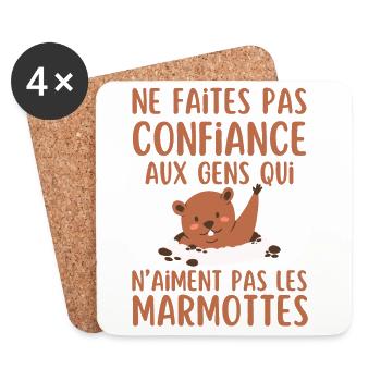 Ne Faites Pas aux gen qui naiment les marmottes - Dessous de verre (lot de 4) - blanc - Devant