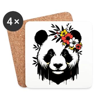 Panda - Dessous de verre (lot de 4) - blanc - Devant
