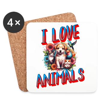 Ich liebe Tier-schönes Tier Design - Untersetzer (4er-Set) - Weiß - Vorne