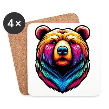 Bär - Untersetzer (4er-Set) - Weiß - Vorne