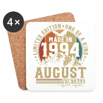 Août 1994 Vintage Rétro Anniversaire Vintage - Dessous de verre (lot de 4) - blanc - Devant