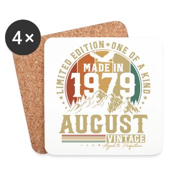 Août 1979 Vintage Vintage Rétro Anniversaire - Dessous de verre (lot de 4) - blanc - Devant