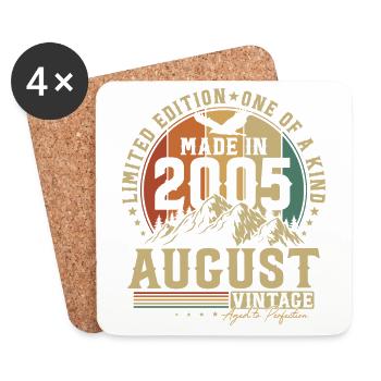 Août 2005 Vintage Rétro Anniversaire Vintage - Dessous de verre (lot de 4) - blanc - Devant