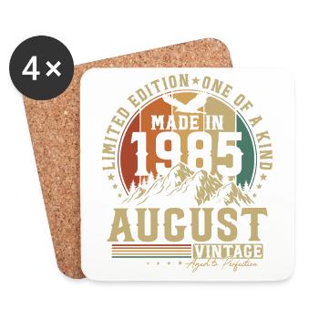 Août 1985 Vintage Rétro Anniversaire Vintage - Dessous de verre (lot de 4) - blanc - Devant
