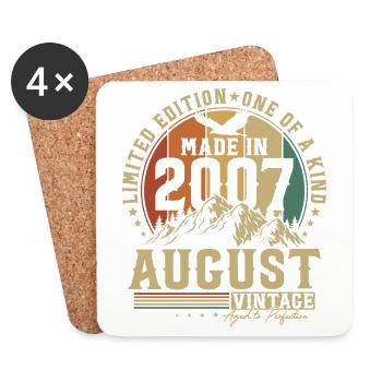 Août 2007 Vintage Vintage Rétro Anniversaire - Dessous de verre (lot de 4) - blanc - Devant