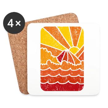 Retro Marine Sunset - Untersetzer (4er-Set) - Weiß - Vorne