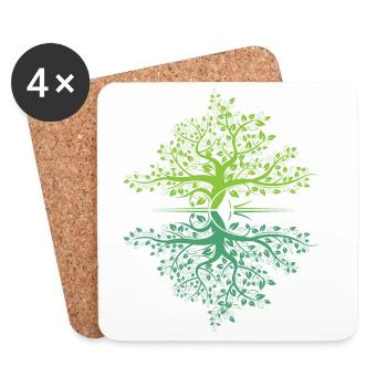 Tree Reflection Forest Nature Protection Outdoor Logo - Coasters (set of 4) - white - Front