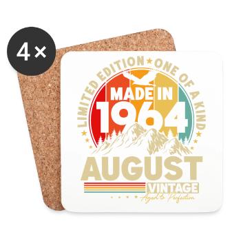 Août 1964 Vintage Vintage Rétro Anniversaire - Dessous de verre (lot de 4) - blanc - Devant