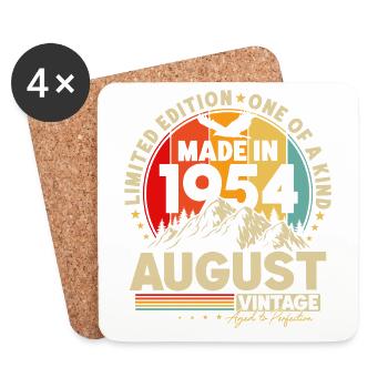 August 1954 Jahrgang Vintage Retro Geburtstag - Untersetzer (4er-Set) - Weiß - Vorne