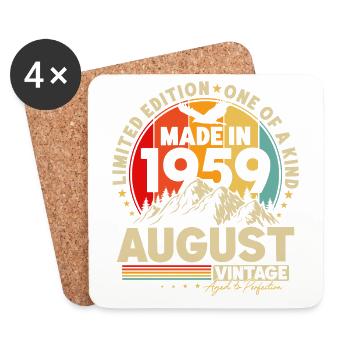 Août 1959 Vintage Rétro Anniversaire - Dessous de verre (lot de 4) - blanc - Devant