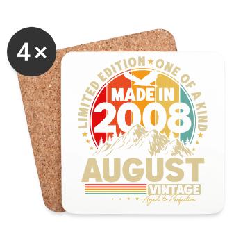 August 2008 Vintage Vintage Retro Birthday - Coasters (set of 4) - white - Front