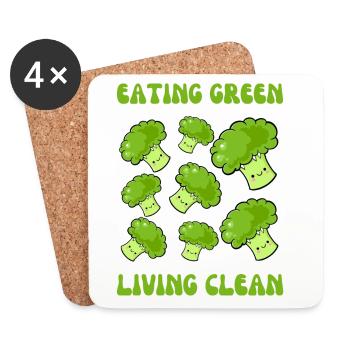 Vegetarier, grün essen, sauber leben - Untersetzer (4er-Set) - Weiß - Vorne