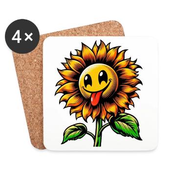 Tournesol - Dessous de verre (lot de 4) - blanc - Devant