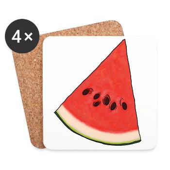 Wassermelone Dreieck - Untersetzer (4er-Set) - Weiß - Vorne