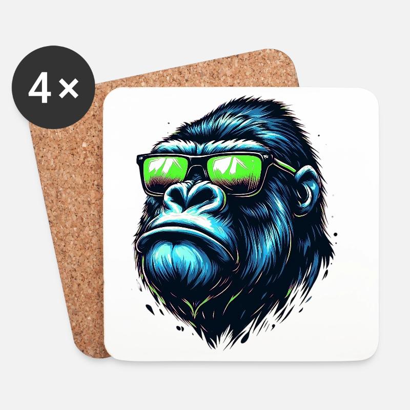 Gorilla - Untersetzer (4er-Set) - Weiß