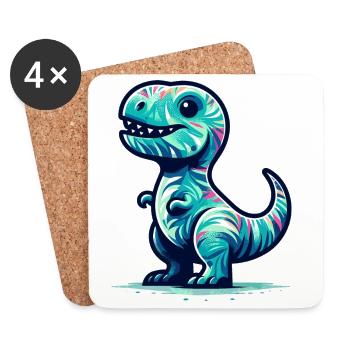 T-Rex süß Baby Dino Babydino Geschenk - Untersetzer (4er-Set) - Weiß - Vorne