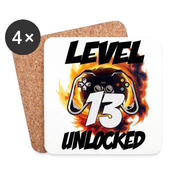 Level 13 unlocked Gamer 13. Geburtstag Gamer Level - Untersetzer (4er-Set) - Weiß - Vorne