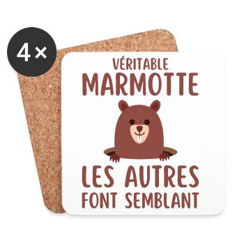Véritable marmotte les autres font semblant - Dessous de verre (lot de 4) - blanc - Devant
