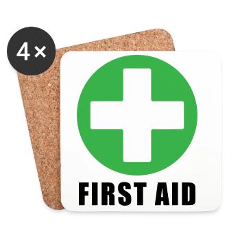 First Aid Medical Cross Sicherheitssymbol Vektor-Symbol - Untersetzer (4er-Set) - Weiß - Vorne