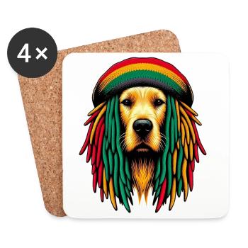 Rasta Hund Jamaika Jamaika Jamaikanisch - Untersetzer (4er-Set) - Weiß - Vorne