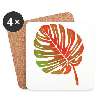 Feuille d’une plante - Dessous de verre (lot de 4) - blanc - Devant