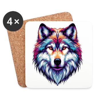 Wolf - Untersetzer (4er-Set) - Weiß - Vorne