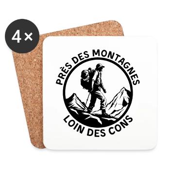 Près des montagnes loin des cons - Dessous de verre (lot de 4) - blanc - Devant
