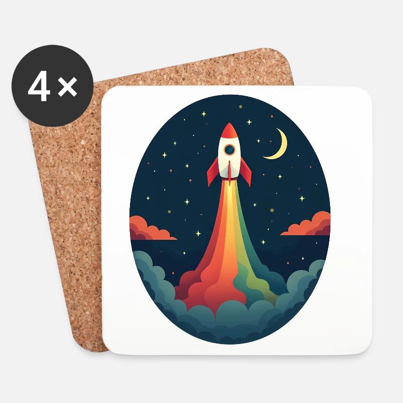 Launched Out - Never Looking Back - Coasters (set of 4) - white