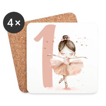 Erster Geburtstag Ballerina Tanz - Untersetzer (4er-Set) - Weiß - Vorne
