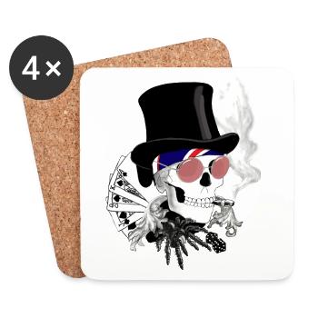 Skull with pink sunglasses - Coasters (set of 4) - white - Front