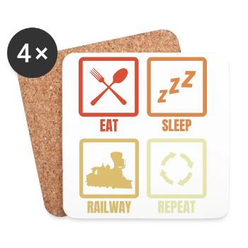 Eat Sleep Railway Repeat - Coasters (set of 4) - white - Front