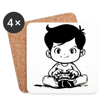 Gaming Kids Sketch - Coasters (set of 4) - white - Front