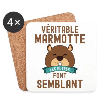 Marmotte forêt randonnée - Dessous de verre (lot de 4) - blanc - Devant