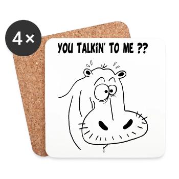 Hippopotame noir - Dessous de verre (lot de 4) - blanc - Devant