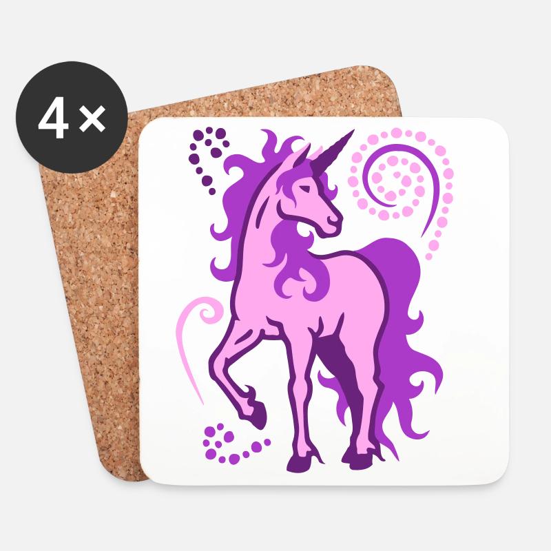 Einhorn individuell 3farbig SVG - Untersetzer (4er-Set) - Weiß