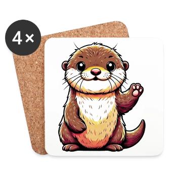 Otter - Coasters (set of 4) - white - Front