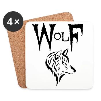 Loup noir - Dessous de verre (lot de 4) - blanc - Devant