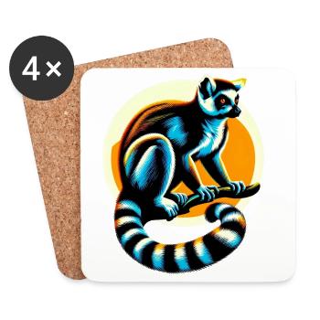 Lemur - Untersetzer (4er-Set) - Weiß - Vorne
