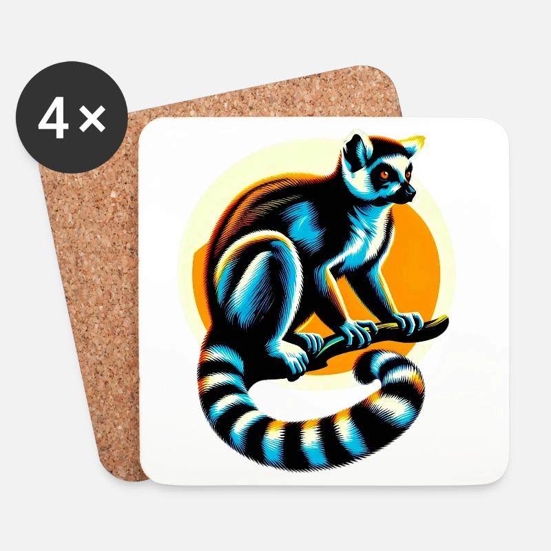 Lemur - Untersetzer (4er-Set) - Weiß