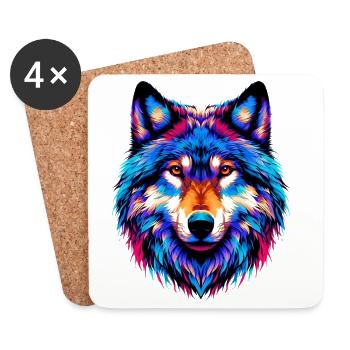 Wolf - Untersetzer (4er-Set) - Weiß - Vorne