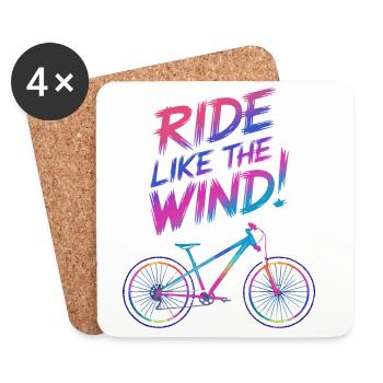 illustration de vélo de planche à voile vibrante - Dessous de verre (lot de 4) - blanc - Devant