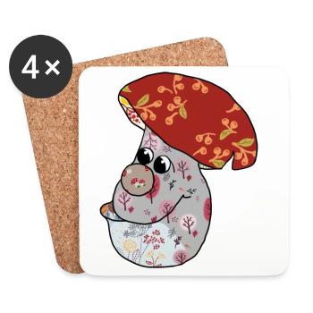 Herbstpilz - Untersetzer (4er-Set) - Weiß - Vorne