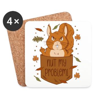 Eichhörnchen Brusttasche - Nut my problem - Untersetzer (4er-Set) - Weiß - Vorne