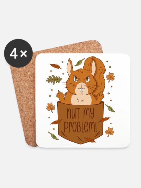 Eichhörnchen Brusttasche - Nut my problem - Untersetzer (4er-Set) - Weiß