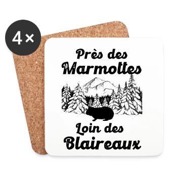 Marmotte forêt randonnée camping - Dessous de verre (lot de 4) - blanc - Devant