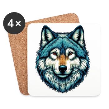 Wolf - Untersetzer (4er-Set) - Weiß - Vorne